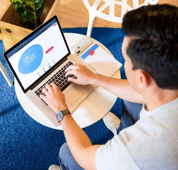 Man working on a laptop